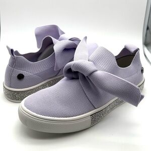 Bernie Mev Spark Serenity Knitted Bow Design Slip On Shoe with Rhinestones